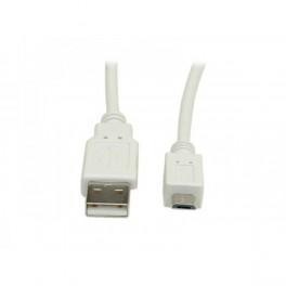 USB 2,0 Cable Type A/Micro Type B M/M -0,8m-White- BLISTER