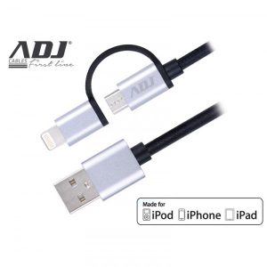 ADJ 2-in-1 Cable - Lightning/Micro USB - Nylon - 1,5m