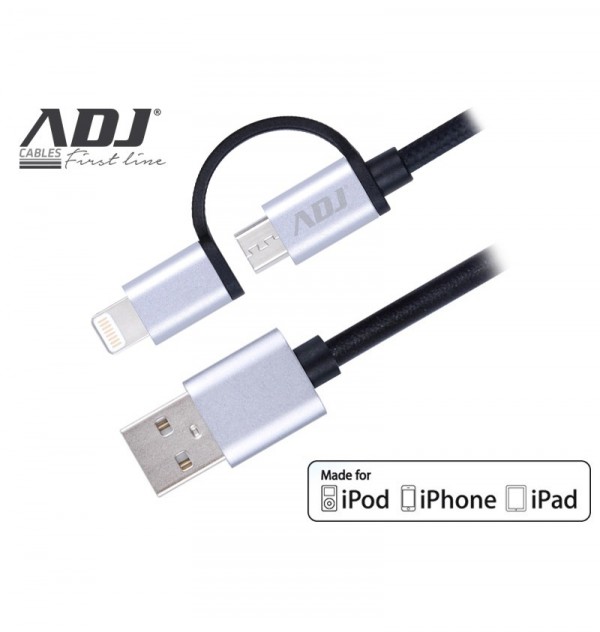 ADJ 2-in-1 Cable - Lightning/Micro USB - Nylon - 1,5m