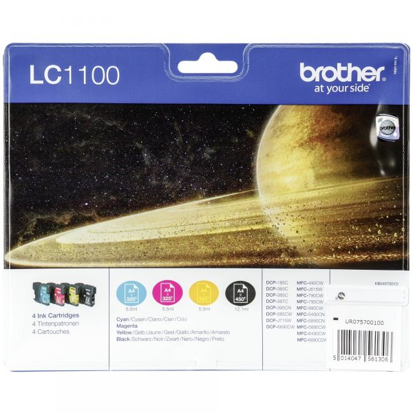 Brother LC-1100 Value Pack Contains 1x B,C,M,Y
