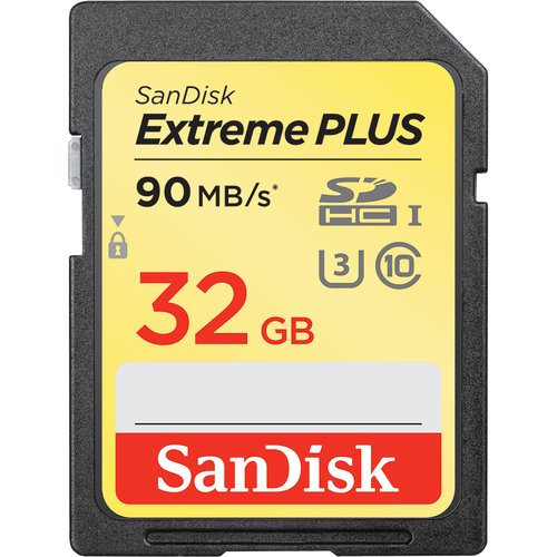 Sandisk Extreme Plus 32GB SDHC Mem Card 90MBs