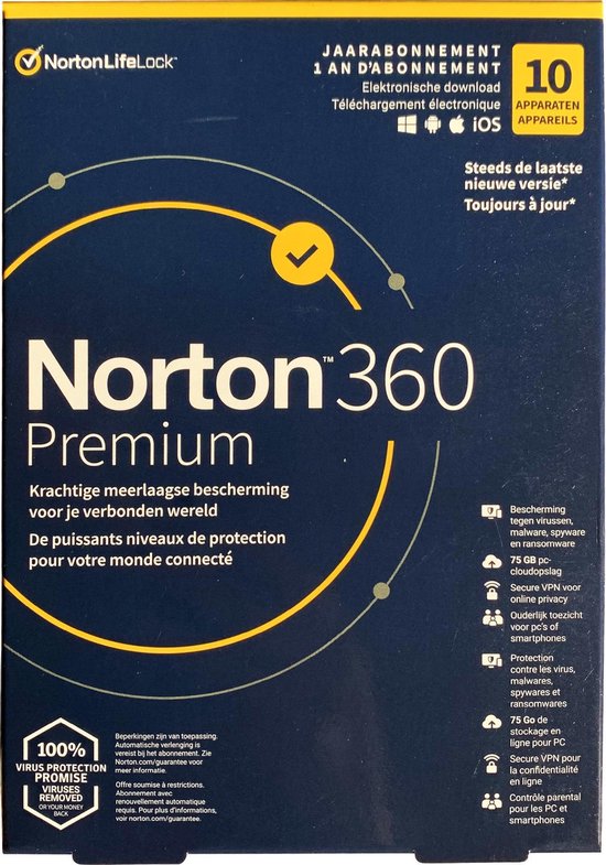 Symantec NORTON 360 PREMIUM 75GB BN 1 USER 10 DEV