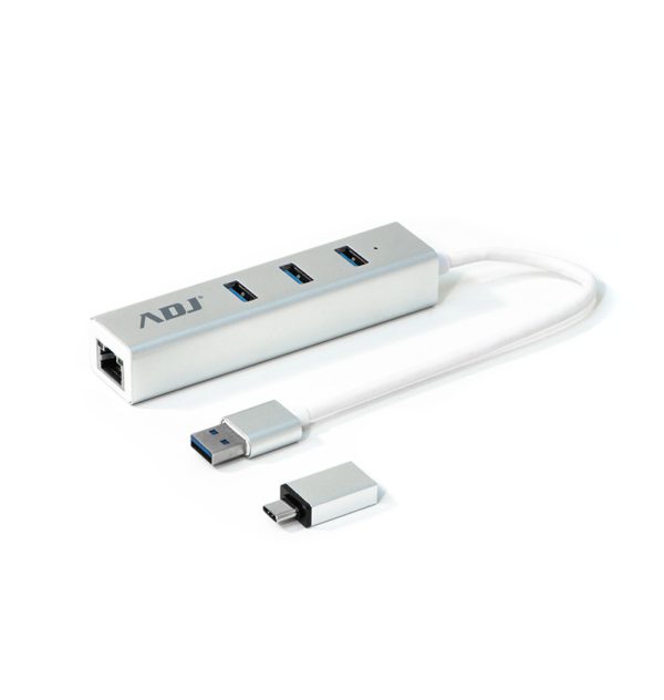Hub USB 3/USB C Multiport ADJ - 3 x USB 3.1 + RJ45 incl adap