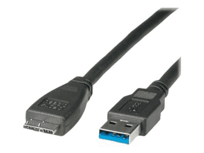 USB 3,0 Cable Type A/Micro Type B M/M - 2m - Black - BLISTER